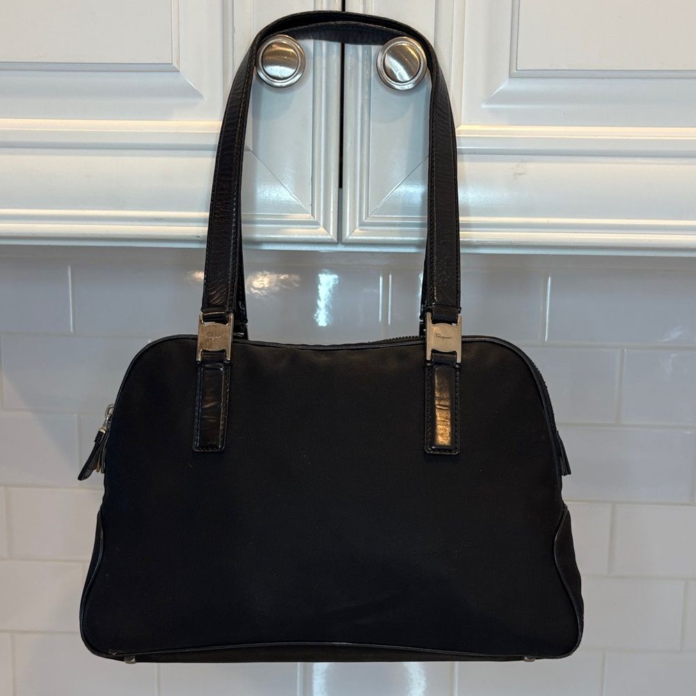 Salvatore Ferragamo Bag Purse Handbag Audrey Hepburn Nylon Satchel Shoulder Bag